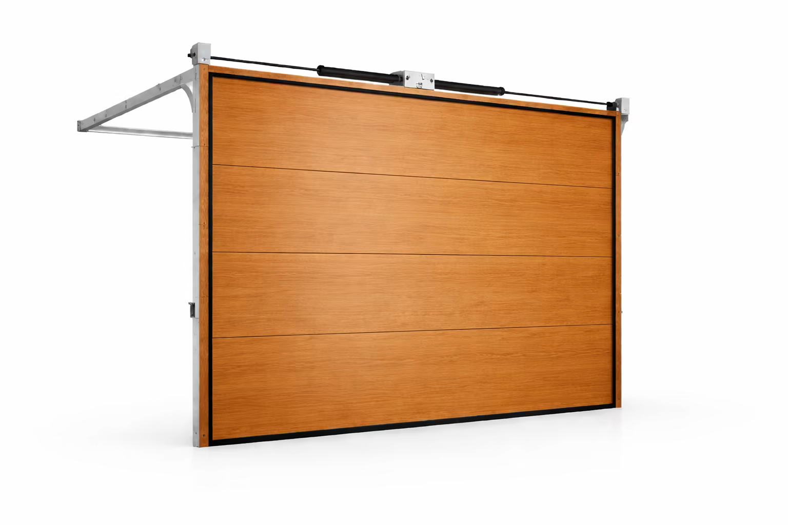 L-Ribbed woodgrain sectional garage door