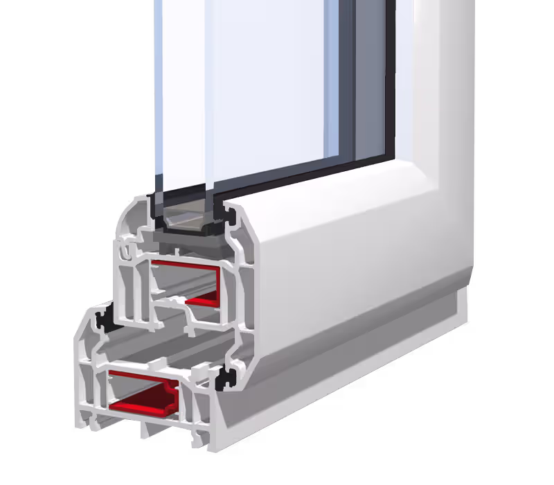 Kommerling C70 double glazing cutaway profile